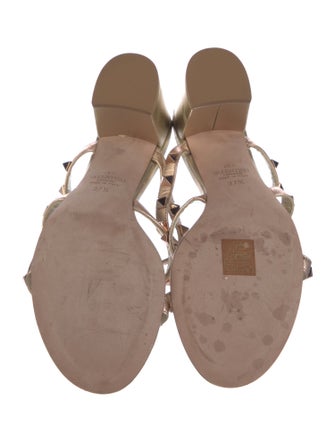 Valentino Rockstud Accents Leather T-Strap Sandals