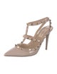 Valentino Rockstud Accents Patent Leather T-Strap Pumps
