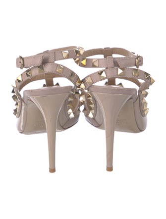 Valentino Rockstud Accents Patent Leather T-Strap Pumps