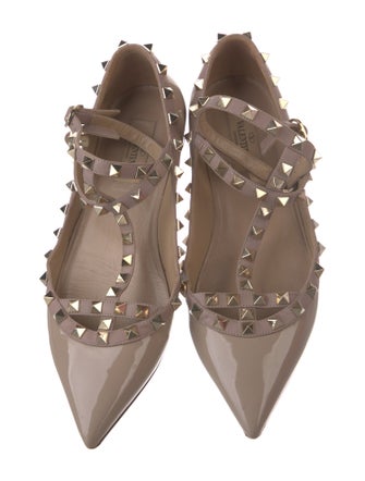 Valentino Rockstud Accents Patent Leather Flats