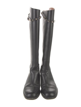 Valentino Rockstud Accents Leather Riding Boots