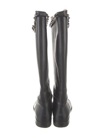 Valentino Rockstud Accents Leather Riding Boots