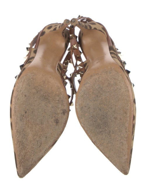 Valentino Rockstud Accents Ponyhair T-Strap Sandals