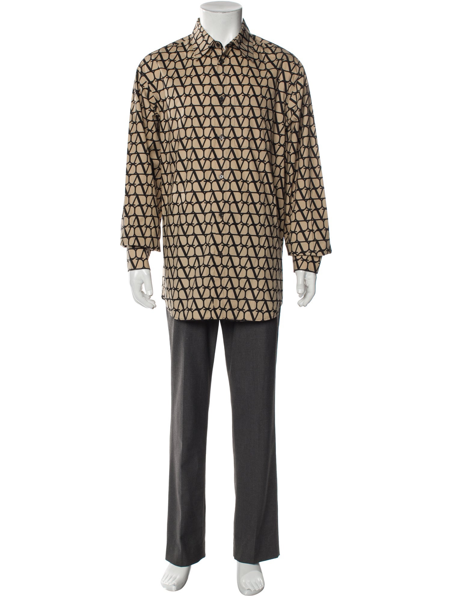 Valentino Printed Long Sleeve Dress Shirt