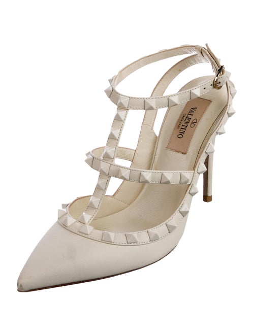 Valentino Rockstud Accents Leather T-Strap Pumps