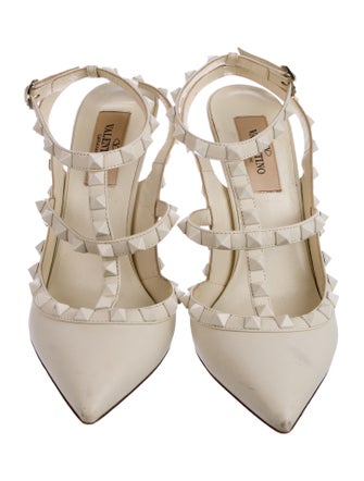 Valentino Rockstud Accents Leather T-Strap Pumps