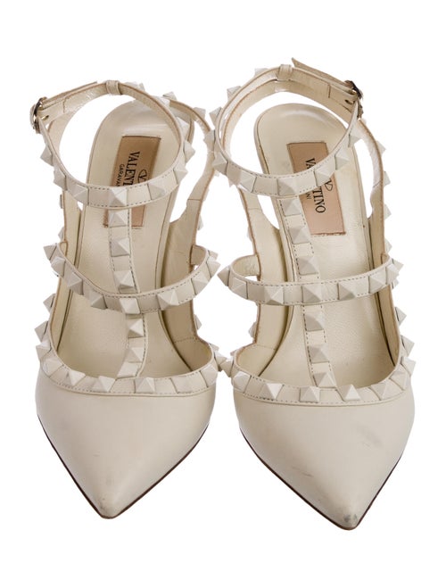 Valentino Rockstud Accents Leather T-Strap Pumps