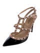 Valentino Rockstud Accents Patent Leather T-Strap Pumps
