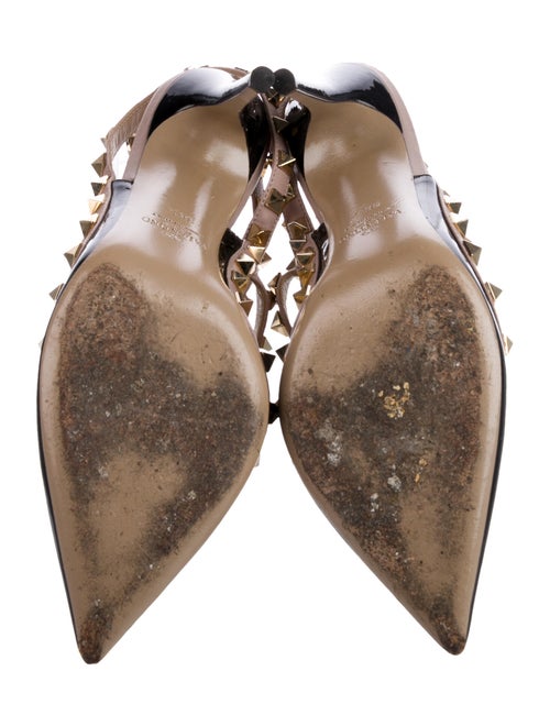 Valentino Rockstud Accents Patent Leather T-Strap Pumps