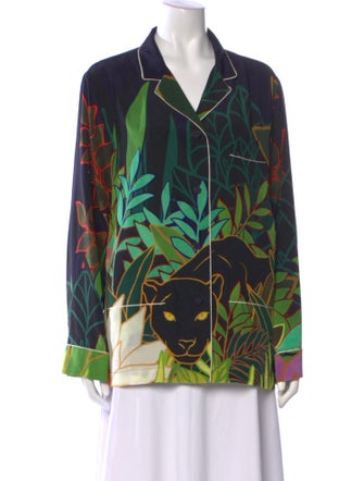 Valentino Silk Printed Button-Up Top