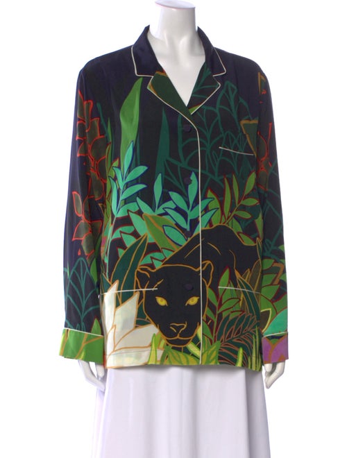 Valentino Silk Printed Button-Up Top