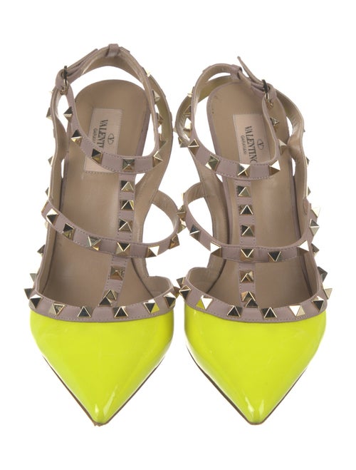 Valentino Rockstud Accents Patent Leather T-Strap Pumps