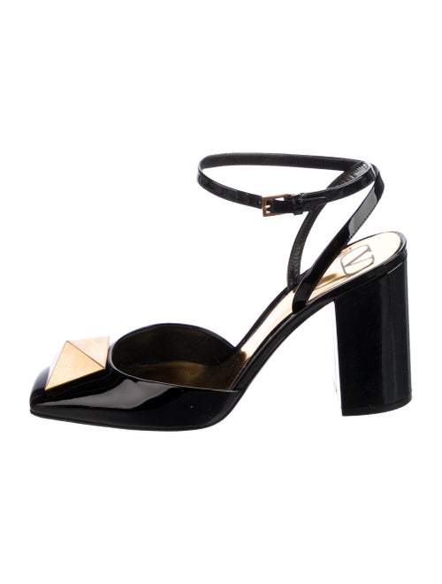 Valentino Rockstud Accents Patent Leather Slingback Pumps