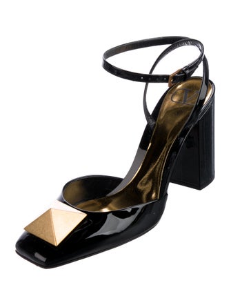 Valentino Rockstud Accents Patent Leather Slingback Pumps