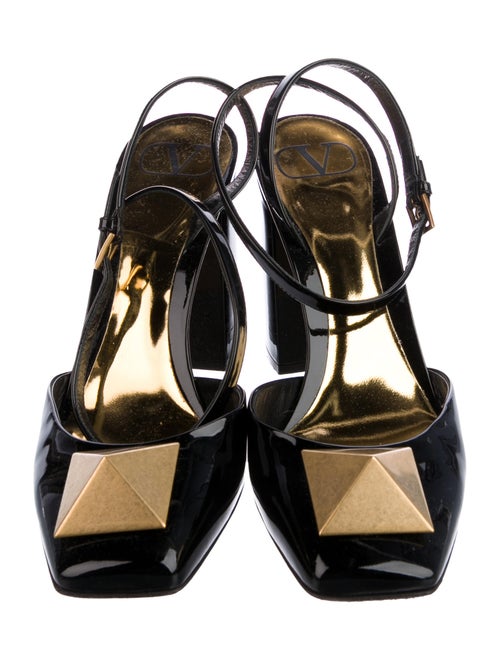 Valentino Rockstud Accents Patent Leather Slingback Pumps