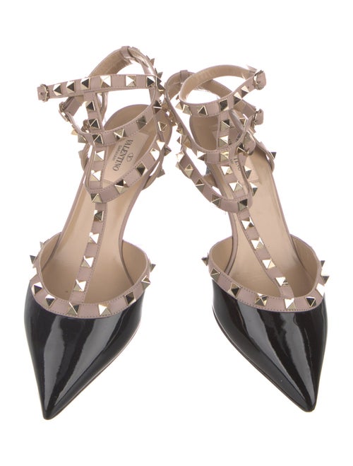 Valentino Rockstud Accents Patent Leather T-Strap Pumps