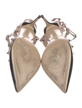 Valentino Rockstud Accents Patent Leather T-Strap Pumps