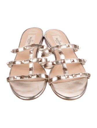 Valentino Rockstud Accents Leather Slides
