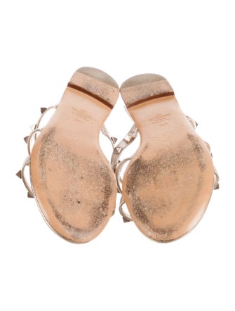 Valentino Rockstud Accents Leather Slides