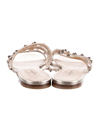 Valentino Rockstud Accents Leather Slides