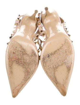 Valentino Rockstud Accents Patent Leather T-Strap Pumps