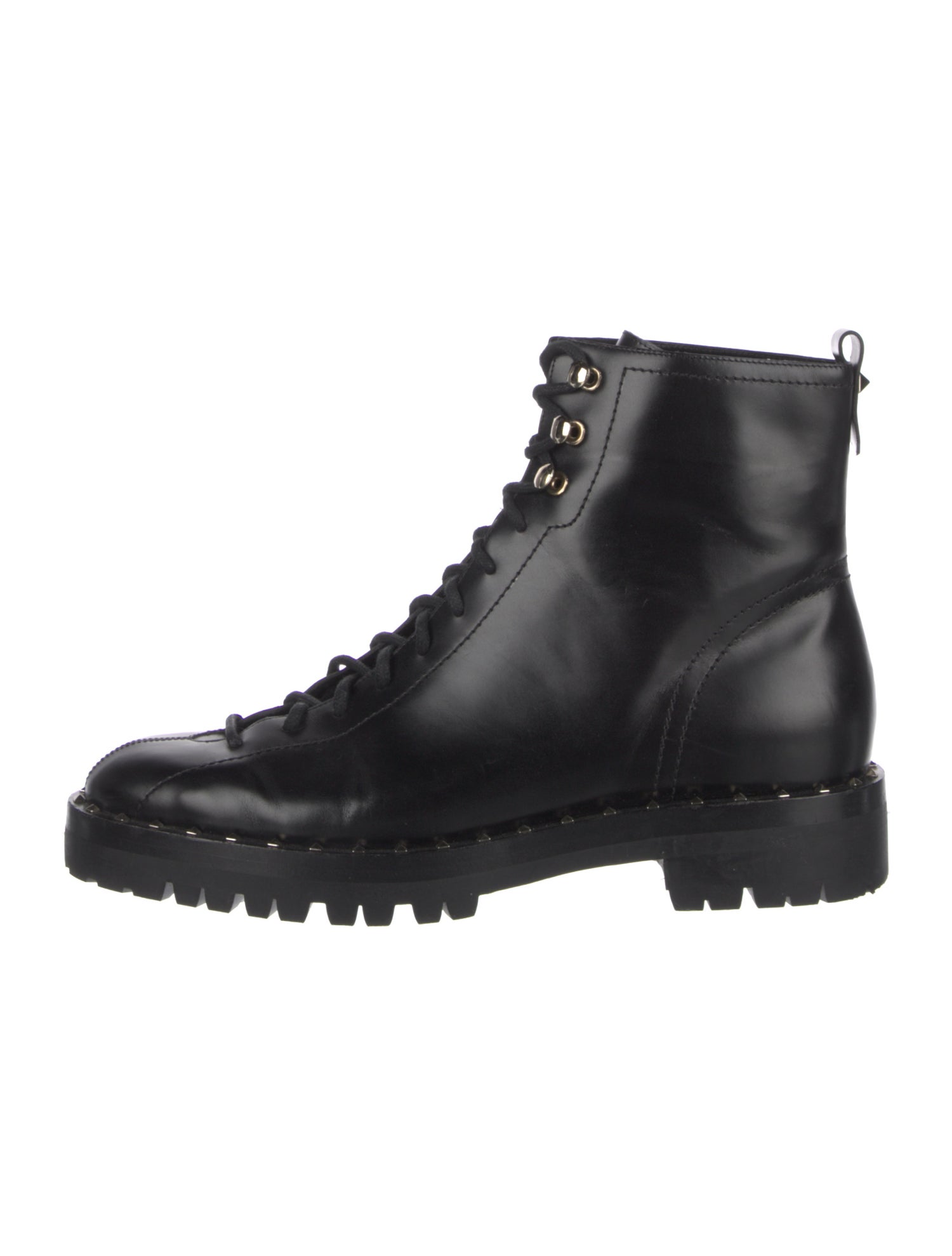 Valentino Rockstud Accents Leather Combat Boots