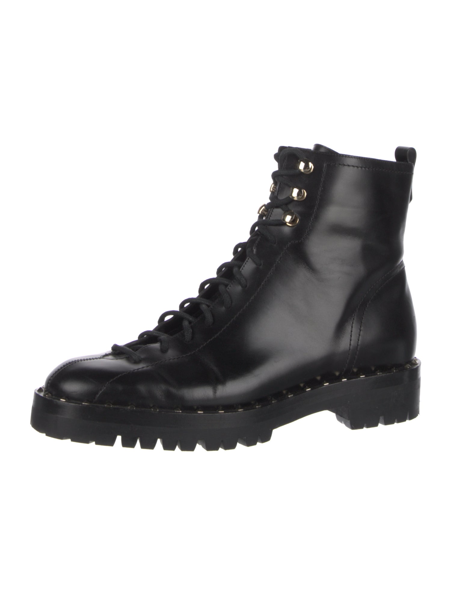 Valentino Rockstud Accents Leather Combat Boots