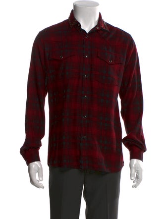 Valentino Plaid Print Long Sleeve Western Shirt