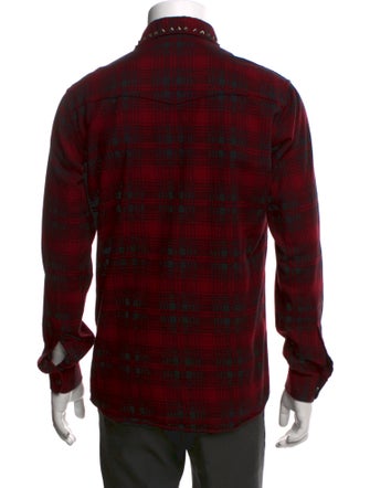 Valentino Plaid Print Long Sleeve Western Shirt