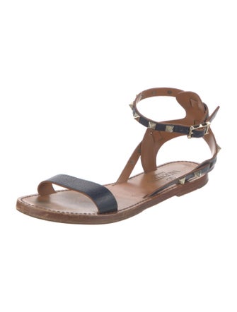 Valentino Rockstud Accents Leather Gladiator Sandals