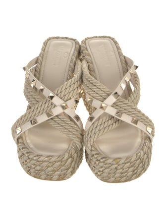 Valentino Rockstud Accents Leather Espadrilles