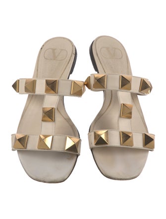 Valentino Rockstud Accents Leather Slides