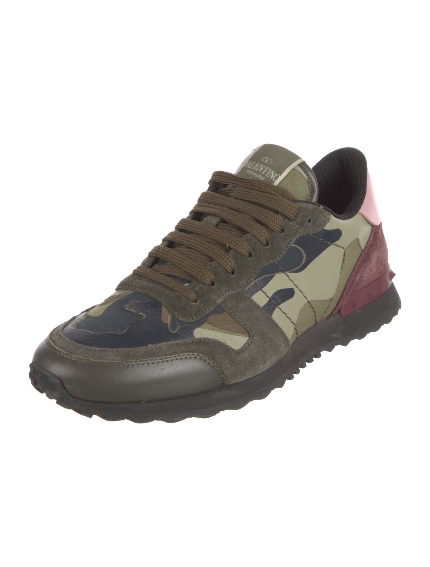 Valentino Rockstud Accents Leather Sneakers
