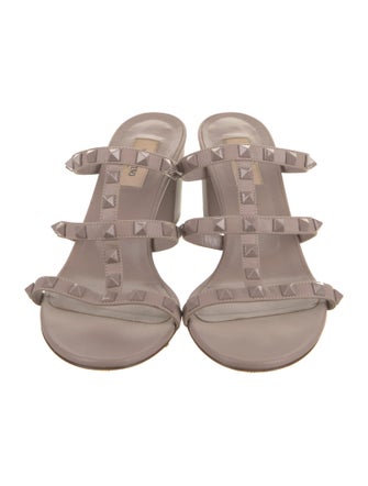 Valentino Rockstud Accents Leather Slides