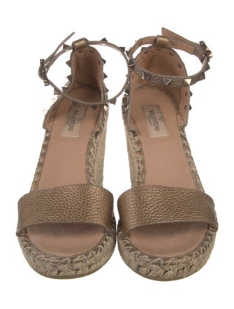 Valentino Rockstud Accents Leather Espadrilles