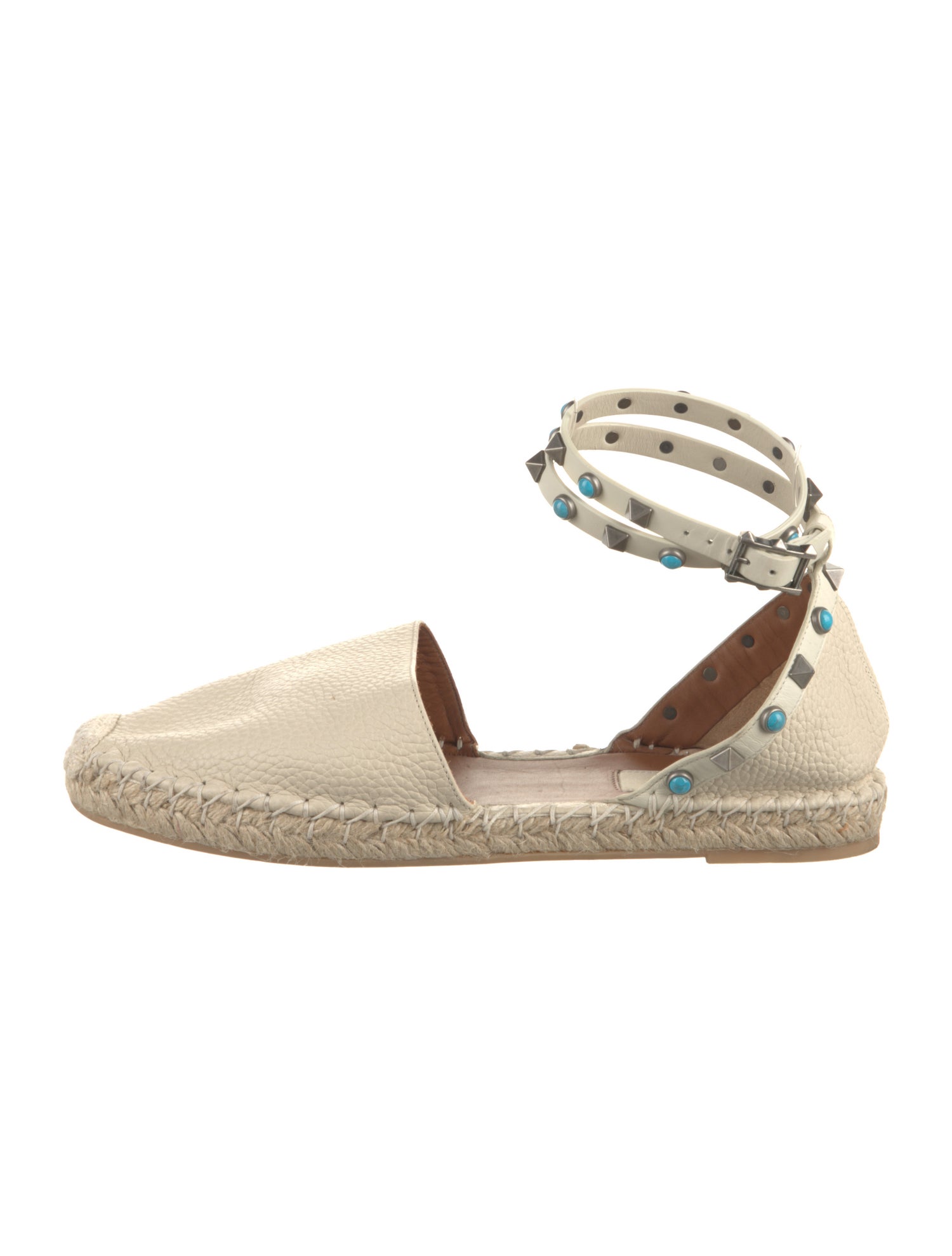 Valentino Rockstud Accents Leather Espadrilles