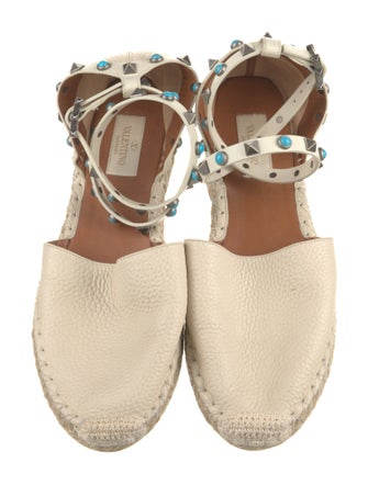 Valentino Rockstud Accents Leather Espadrilles