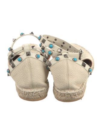 Valentino Rockstud Accents Leather Espadrilles