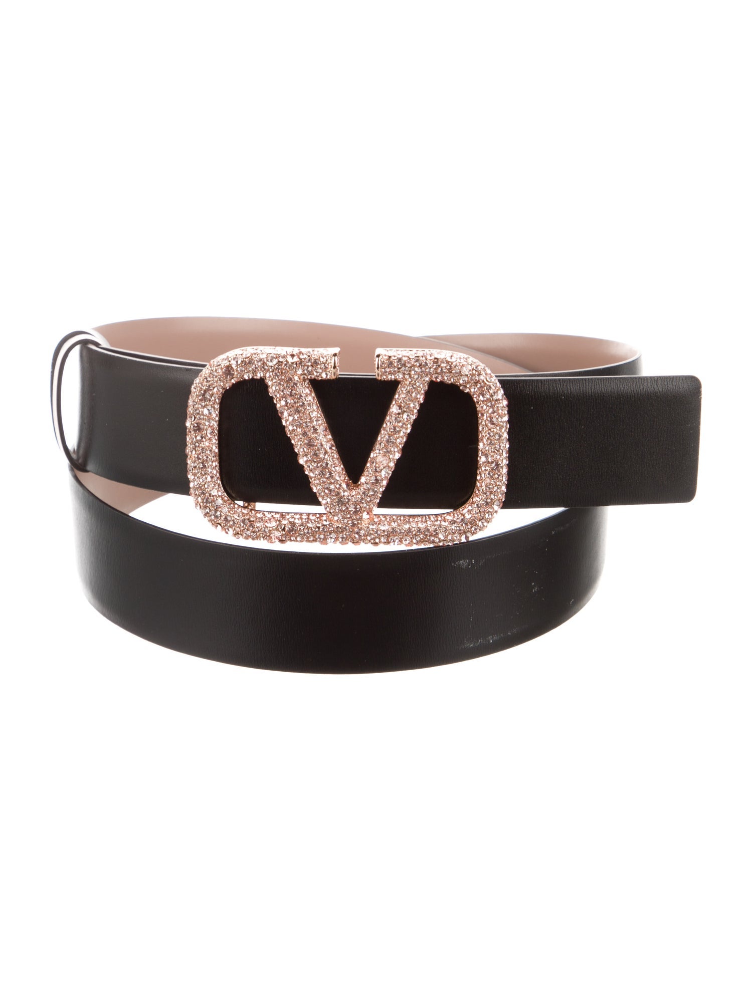 Valentino Leather Crystal Embellishments Waist Belt