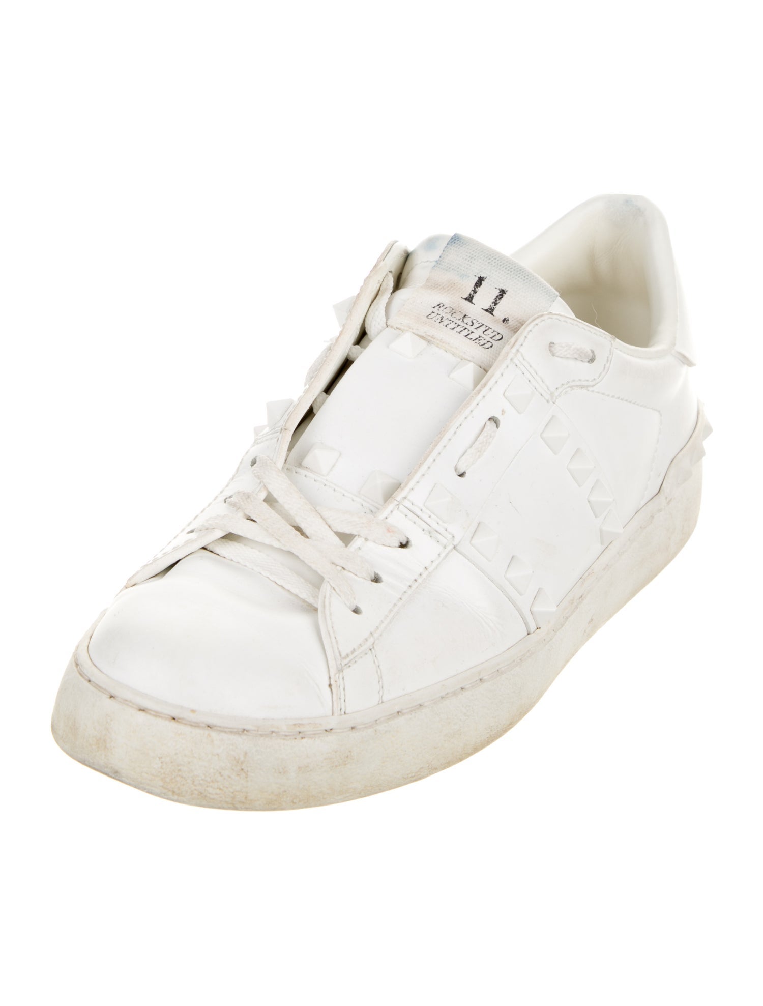 Valentino Rockstud Accents Leather Sneakers