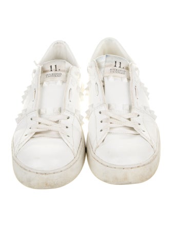 Valentino Rockstud Accents Leather Sneakers