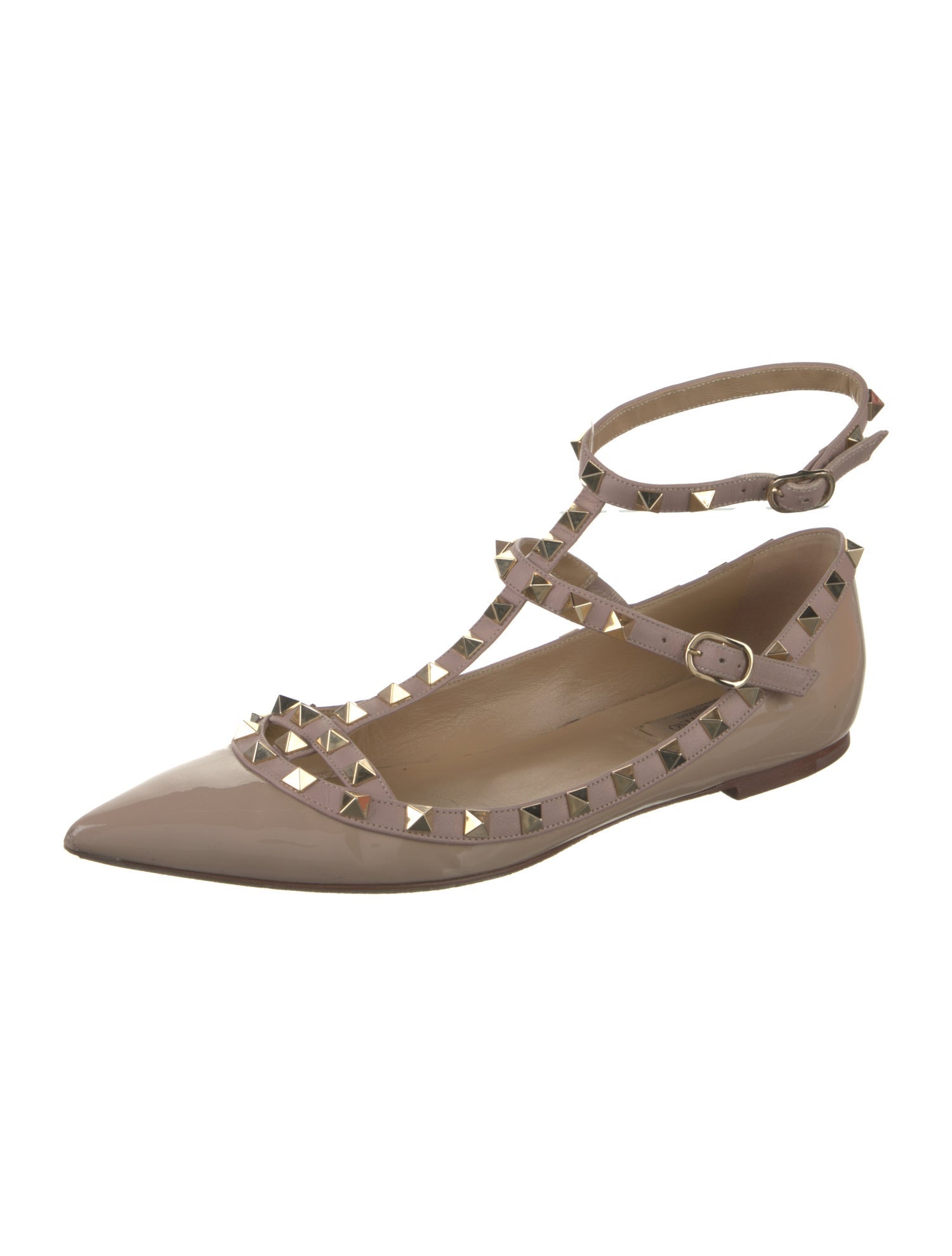 Valentino Rockstud Accents Patent Leather Flats