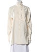 Valentino Mock Neck Long Sleeve Button-Up Top