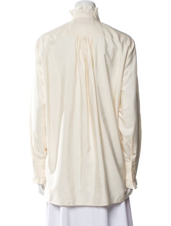 Valentino Mock Neck Long Sleeve Button-Up Top