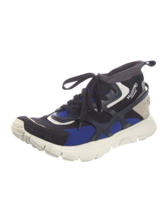 Valentino Rockstud Accents Colorblock Pattern Sneakers