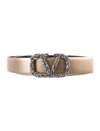 Valentino Leather Crystal Embellishments Belt