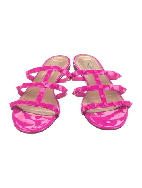 Valentino Rockstud Accents Patent Leather Slides