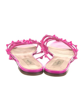 Valentino Rockstud Accents Patent Leather Slides