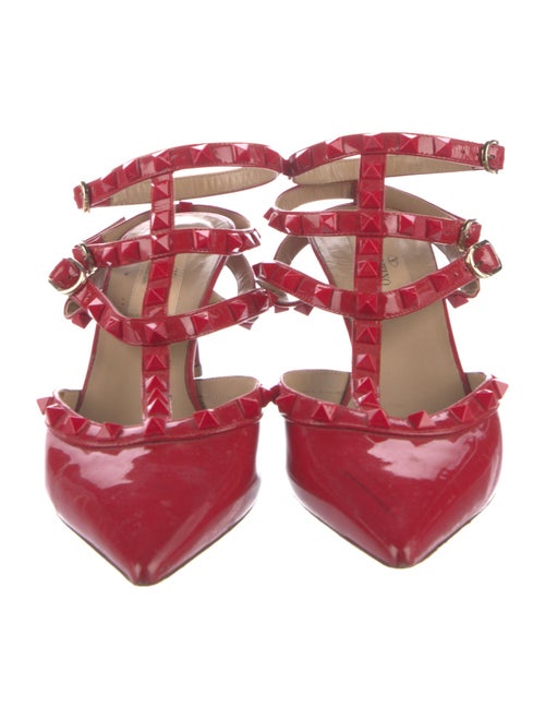 Valentino Rockstud Accents Patent Leather T-Strap Pumps