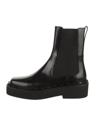 Valentino Rockstud Accents Leather Chelsea Boots